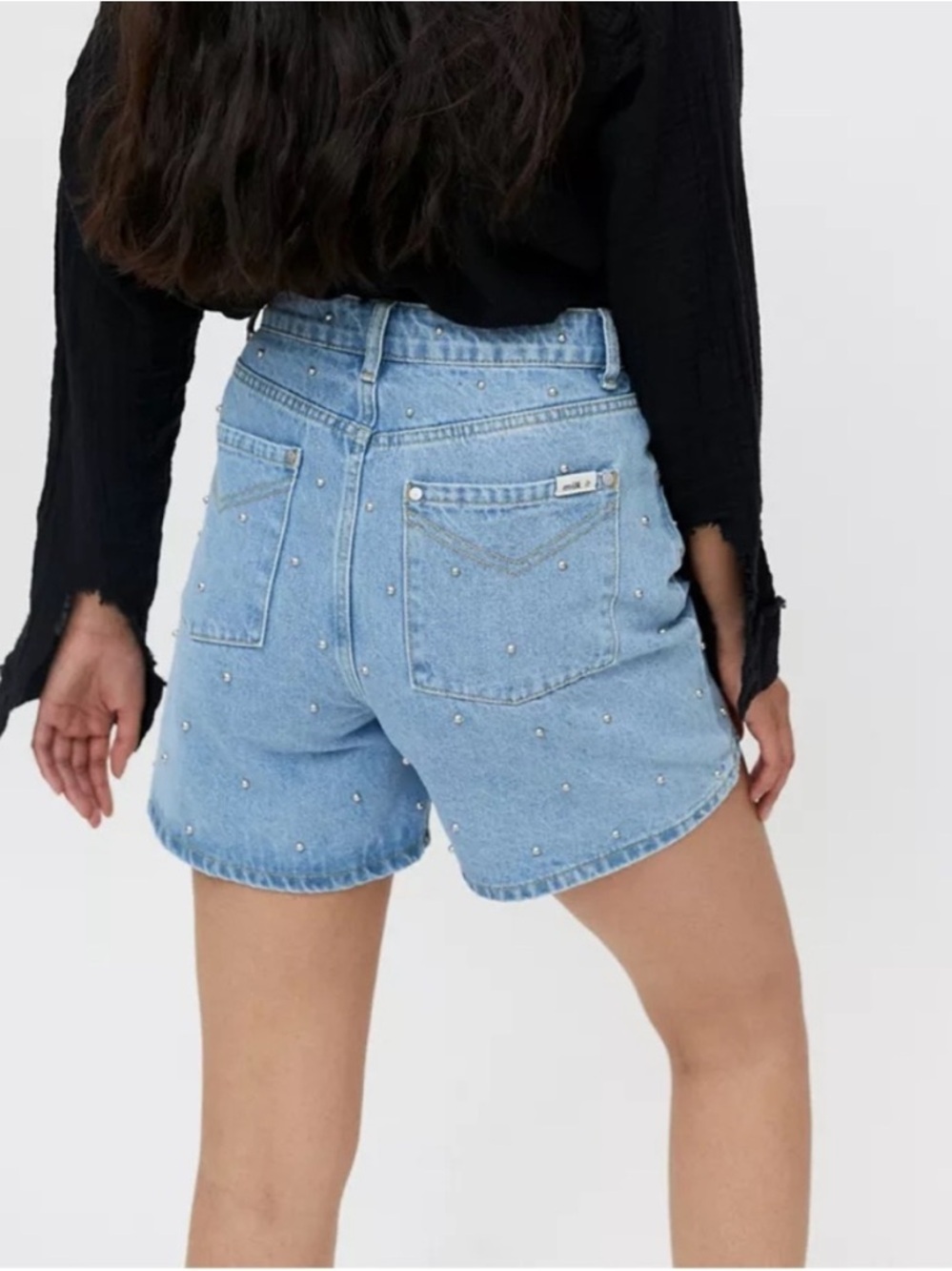 Milk It by Pacsun Studded Blue Denim Shorts New WIth Tags- Size 26 - Picture 14 of 14